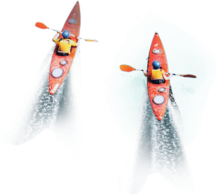 Kajaks und Fahrräder